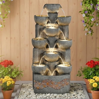 Hi-Line Gift LED Lighted Ganesh Sculptural Outdoor Water Fountain