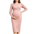 thumbnail image 2 of Taqqpue Women's Maternity Dress Plus Size Maxi Dress Fall Long Sleeve Ruched Pregnancy Clothes for Women, 2 of 8