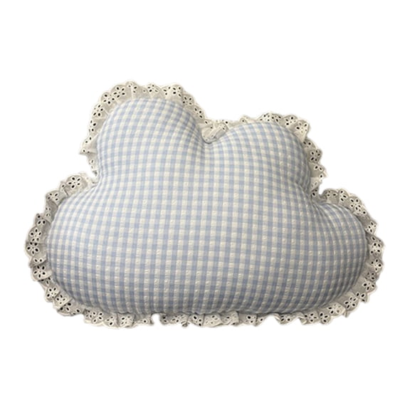 geerera Plaid Lace Throw Pillow, Cloud-shaped Cushion with Elegant Lace Trim and Insert, Soft Plush Sofa and Bedroom Pillow, Living Room Accent, Home Styling