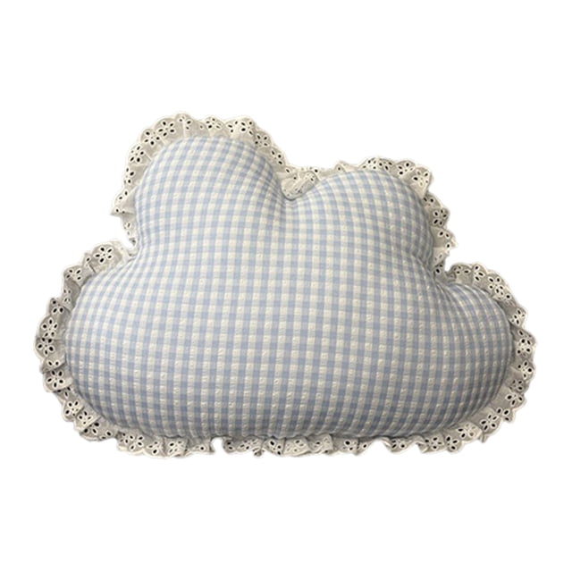 Throw Pillow Insert With Lace Trim And Minimalist Grid Design For Sofa Or Bedroom Decor 16.5 in
