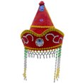 thumbnail image 1 of Sombrero mongol tradicional de terciopelo rojo para adultos mayores de 16 años, 1 of 1