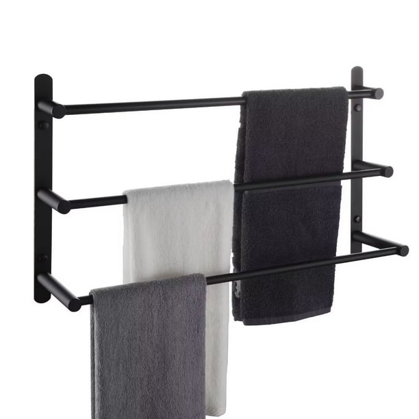 KOKOSIRI Bath Towel Bars Matte Black Bathroom 3-Tiers Ladder Towel ...