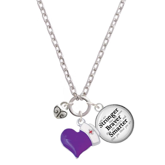 Delight Jewelry Silvertone Mini Scroll Heart - Purple Heart Nurse Strong Zoe Necklace