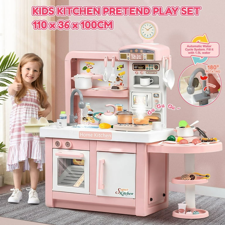 Kids Kitchen Playset Pretend Play Set Girls Cooking Large Big Toy Best Xmas  Gift