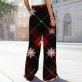 thumbnail image 4 of Women's Loose Wide Leg Pants, Christmas Print Elastic Waist Drawstring, Casual Pocket Trousers, Comfortable Lounge Pants for Holiday and Home,Vermilion,L, 4 of 6