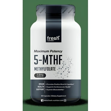 Fresh Nutrition L Methylfolate Supplement 7.5mg – DNA Verified for Max Potency 90 Caps