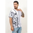 thumbnail image 4 of Taino Symbols Baseball Jersey for Men, White Black Button Up Short Sleeve Cultural Graphic Shirt MEDIUM, 4 of 11
