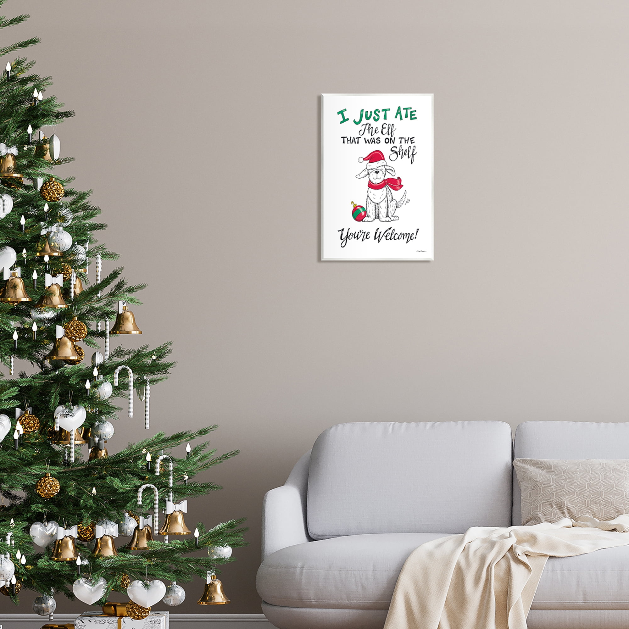 Stupell Industries Funny Christmas Dog Phrase Holiday Painting Unframed Art Print Wall Art, 13 x 19