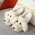 thumbnail image 3 of Plush Dog Slippers Cartoon Animal Slippers Cute for Autumn Winter Sport Supplies (White 38-39), 3 of 10
