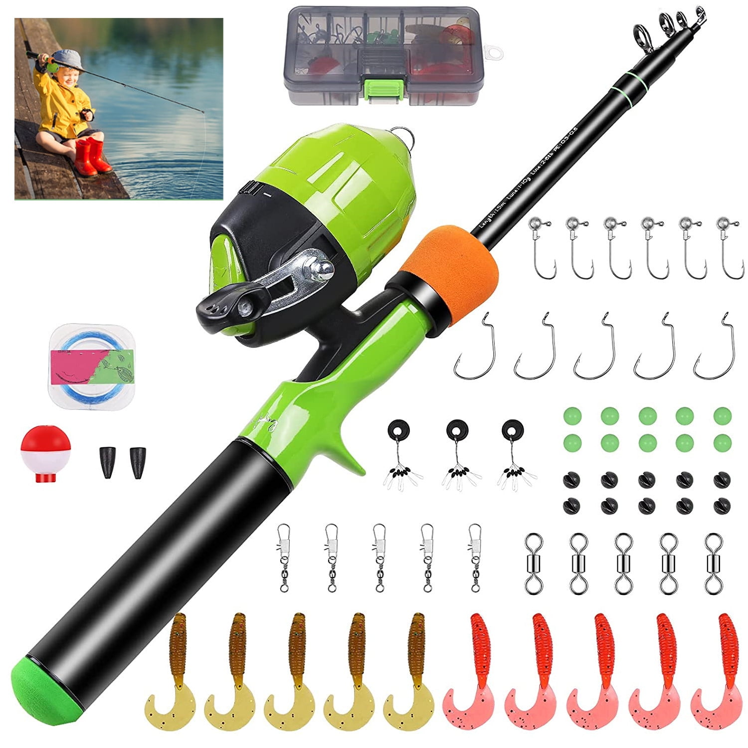 Rod & Reel Combos Minear Telescopic Fishing Pole Set Fishing Learners