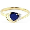 thumbnail image 6 of Galaxy Gold 14k Yellow Gold Genuine Diamonds & Heart-shaped Natural Sapphire Ring - Size 9.5, 6 of 7