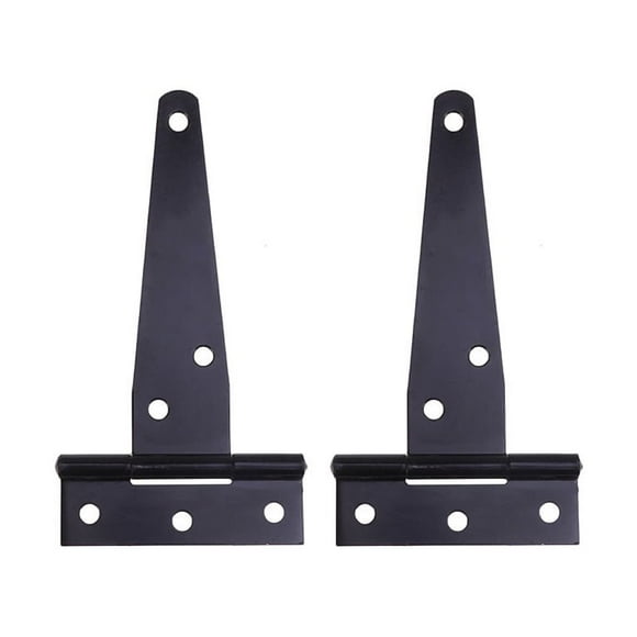 2PCS 5 Inches T Shape Rustproof Iron Light Duty Shed Hinge Gate Strap Hinge Door Gates Hinges (Black)
