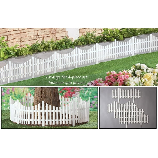 Collections Etc Flexible White Picket Fence Garden Borders ...