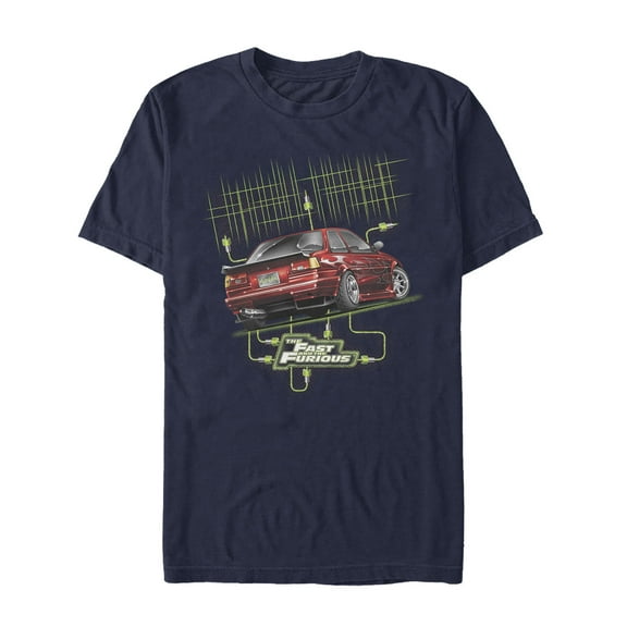 Men's Fast & Furious Technology Car Race Graphic Tee Navy Blue Large