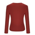 thumbnail image 4 of EchfiProm Womens Long Sleeve Tops Wine V-Neck Slim Fall Button down T-Shirt for Women, 4 of 6