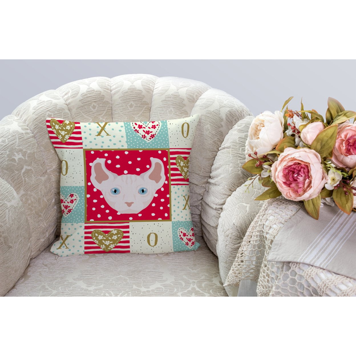 Carolines Treasures CK5113PW1414 Dwelf Cat Love Fabric Decorative Pillow 14Hx14W multicolor