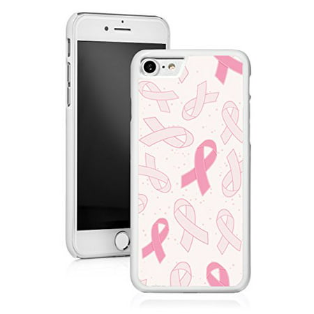 For Apple iPhone Hard Back Case Cover Pink Breast Cancer Awareness Ribbons Background (White for iPhone
