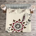 thumbnail image 3 of Ambesonne Traditional Quilted Bedspread Set 3 Pcs, Far Eastern Floral Art, King Size, Maroon Black and Brown, 3 of 3