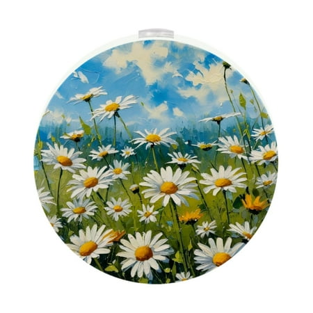 

Night Light Night Lights Plug into Wall 2-Pack Nightlight Plug in Night Light Dusk to Dawn Night Lamp Led Night Light for Adults Kids Room Oil Painting Daisy White Flower Floral