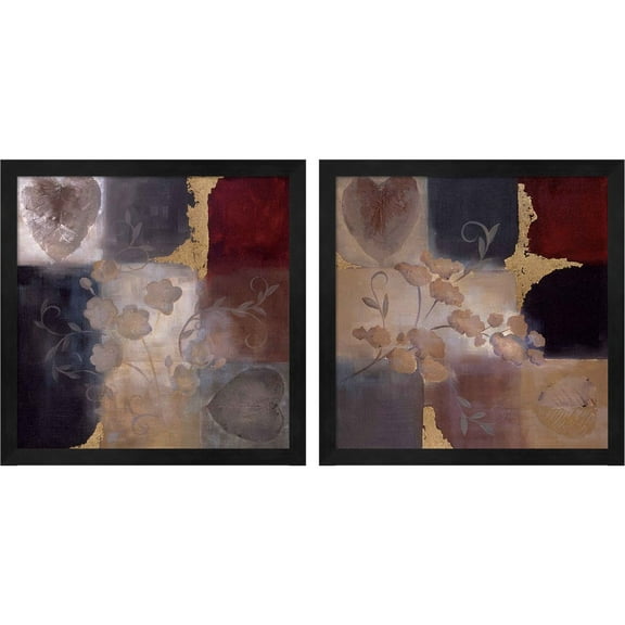 Great Art Now Autumn Accent Floral by Laurie Maitland, 2 Piece Framed Art Set Each 13"W x 13"H