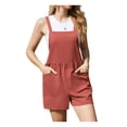 thumbnail image 4 of Asklazy Women Jumpsuits Casual Summer Rompers Sleeveless Loose Adjust Spaghetti Strap Shorts Overalls Jumpers with Pockets,Mother‘s Day,Rust,M, 4 of 10