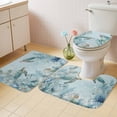 thumbnail image 4 of Summer Coastal Bathroom Rugs Set Ocean Sea Turtle Nautical Coral Eucalyptus Leaves Non Slip Absorbent Soft Bath Mats 3 Piece Set with Bathroom Rug, U-Shaped Floor Mat, Toilet Seat Cover Small Size, 4 of 9