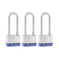 thumbnail image 1 of Padlock Master Lock 1TRILJ Outdoor Silver, paquete de 3 con llaves, 1 of 6