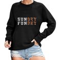 thumbnail image 1 of Wyzesi Chandails Verts Sans Manches Chandail pour Femmes Chandail « Sundey Fundey » pour Femmes Coton Ouaté Saison de Football Coton Ouaté « Sunday » Chandail à Col Rond Chandail à Enfiler d'Automne pour Femmes Coton, 1 of 4
