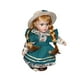 thumbnail image 5 of Figura en miniatura de muñeca de porcelana para coleccionistas con vestido y accesorios de altura Verde, 5 of 9