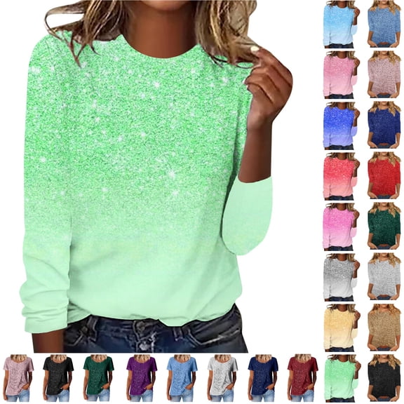 Ayfxijin Pullover Sweaters for Women,Fashionable Women's Printed O-Neck Pullover Long Sleeved Casual Top