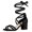 Black, variant on BLISSFUL STEP Women's Shoes Lace Up Faux Suede Open Toe Chunky Heel Sandals Beige Brown 10