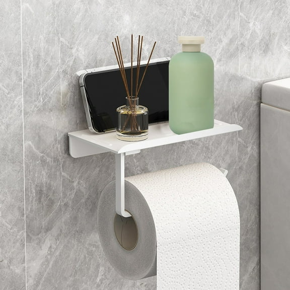 Ikohbadg Bathroom Tissue Holder Toilet Roll Paper Holder Non-Perforated Tissue Storage Rack for Bathrooms, RVs, and Laundry Rooms, Easy Installation, Lightweight Plastic