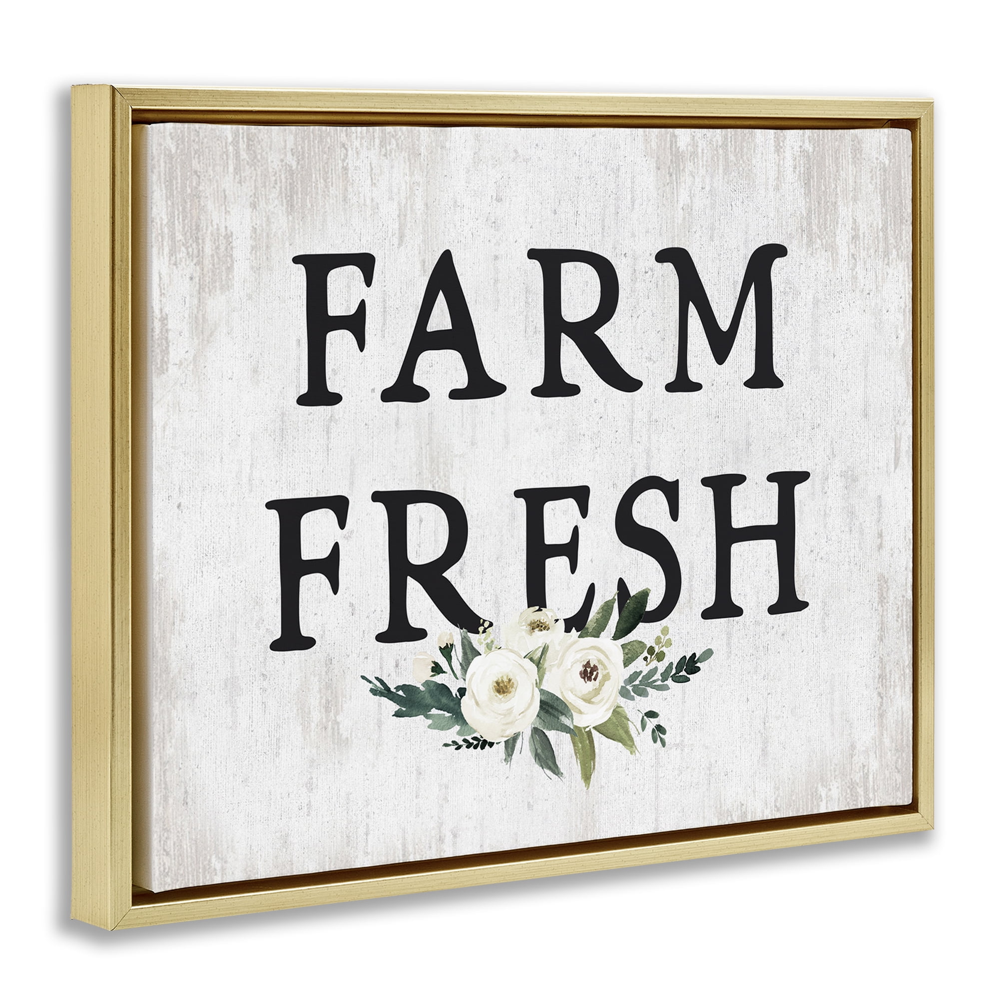 Stupell Industries Farm Fresh with Roses Botanical & Floral Painting Gold Floater Framed Canvas Art Print Wall Art, 31 x 25