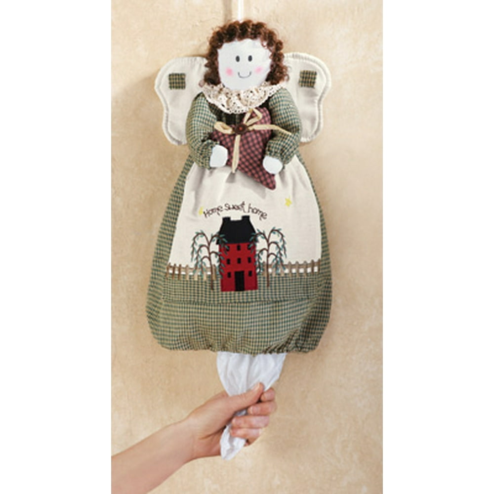 Whimsical Primitive Country Angel Plastic Grocery Recycling Bag Holder