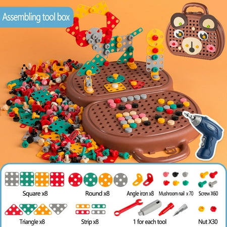 

Children s Manual Disassembly Toolbox Nut DIY Three-dimensional Platter Screw Screw Assembled Building Block Toys Early Education