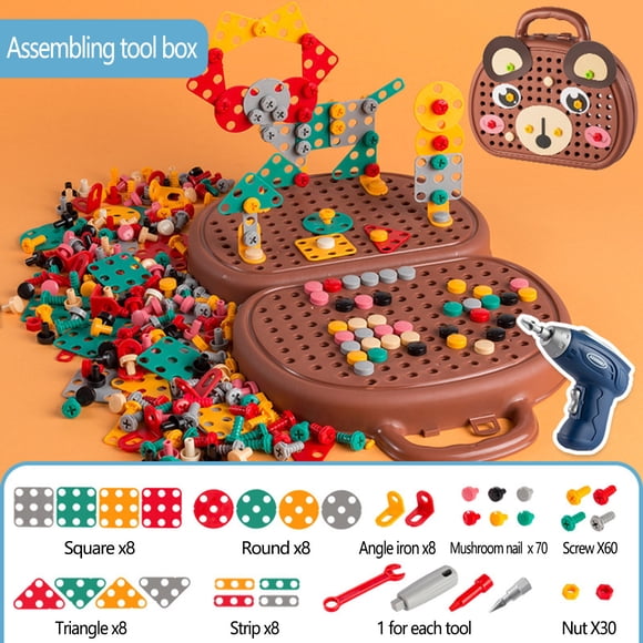 WSBDENLK Children's Manual Disassembly Toolbox Nut DIY Three-dimensional Platter Screw Screw Assembled Building Block Toys Early Education Gifts Children Fall Savings Clearance