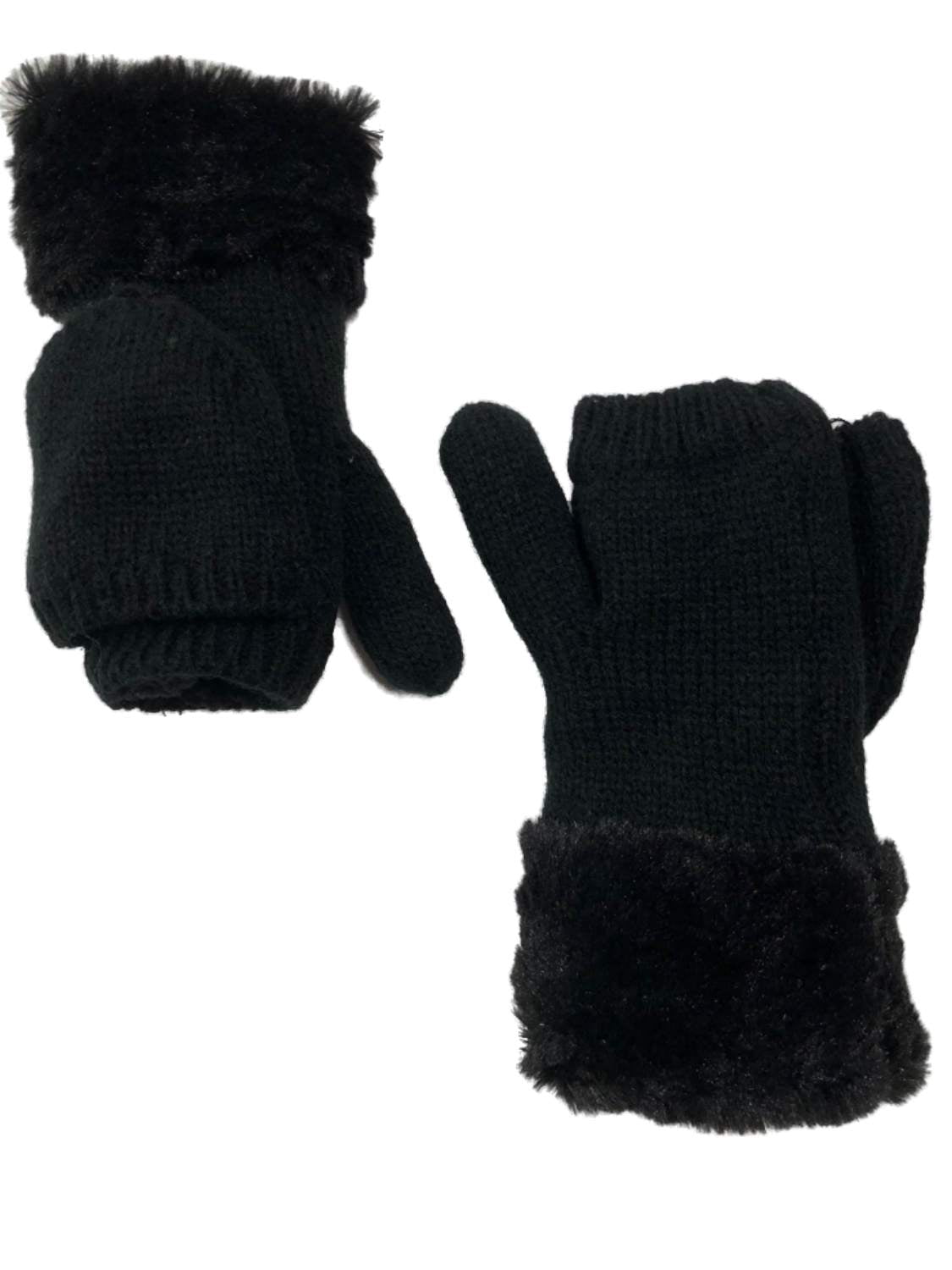 Fall or Winter Women's Fingerless Knit Gloves Imitation Fur 