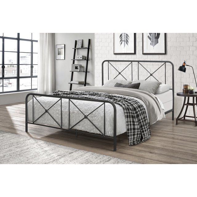 Hillsdale Meubles Lit en Métal avec Double X Design Plate-Forme, Plein, Noir