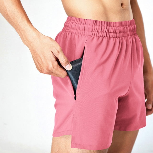 toraway Men's Summer Shorts Loose Speed Silk Shorts Solid Color Running Fifth Pants L