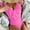 Pink, variant on Generic Women's One Piece Tummy Control Swimsuits Full Coverage Swim Bathing Suit Sexy Slimming Ruffle V Neck Swimwear