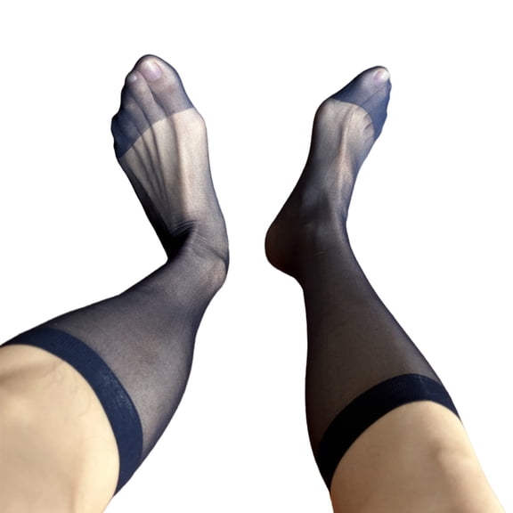 Mens Nylon Sheer Suit Sock Business Dress Socks with Reinforced Toe Solid Plain Thin Formal Dress Stockings