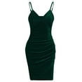 thumbnail image 6 of ylioge Holiday Dresses for Women, Womens Halter Dress Canary Velvet Elegant Slim Fit Bodycon Sleeveless V Neck Solid Pleated High Waisted Cocktail Party Mini Gowns Wedding Guest Dresses, 6 of 8