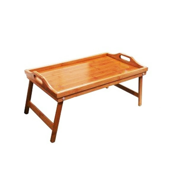 Portable Folding Legs Bamboo Bed Table Sturdy All Purpose Bed Serving Tray Laptop Lap Desk