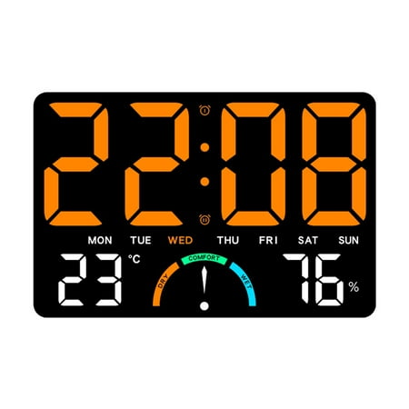 Modern Digital Clock with Clear Display, Humidity Alarm, Countdown Timer & Easy Installation for Living Room Kitchen