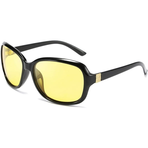 FEISEDY Classic Womens Night Glasses Driving Anti Glare Wrap Around Yellow Sunglasses B2548