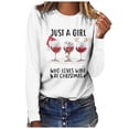 thumbnail image 2 of pimelu Christmas Shirts Clearance Trendy Christmas Shirts Womens Fashion Letter Print Wine Glasses Print Pullover Blouses Plus Size Crewneck Long Sleeve Tee Tops, 2 of 4