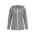 thumbnail image 4 of Ozmmyan Womens Lightweight Zip Up Hoodie Long Sleeve Drawstring Hooded Jacket Casual Solid Color Thin Coat, 4 of 6