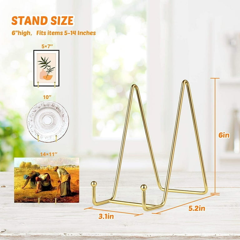5 Inch Plate Display Stands - Gold Metal Easel Stand, Plate Holder Display  Stands, Picture Frame Holder Stands for Display Photos, Platter, Decorative  Plate Dish and Tabletop Desk Art 