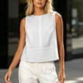 thumbnail image 5 of aohooy Cotton Linen Tank Tops for Women Summer Casual Sleeveless Cropped Shirt Blouses Boat Neck Beach Boho Vacation Vest 2026 White,XL, 5 of 9
