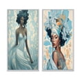 thumbnail image 2 of Designart "Retro Glam Beauty Gorgeous African American VII" African American Woman Framed Wall Art Set Of 2 - Glam Blue Gallery Wall Frame Set For Home Decor, 2 of 6